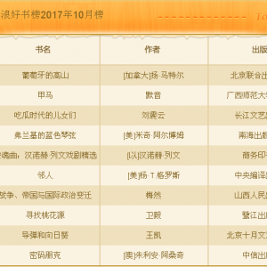 新浪好書榜2017年10月